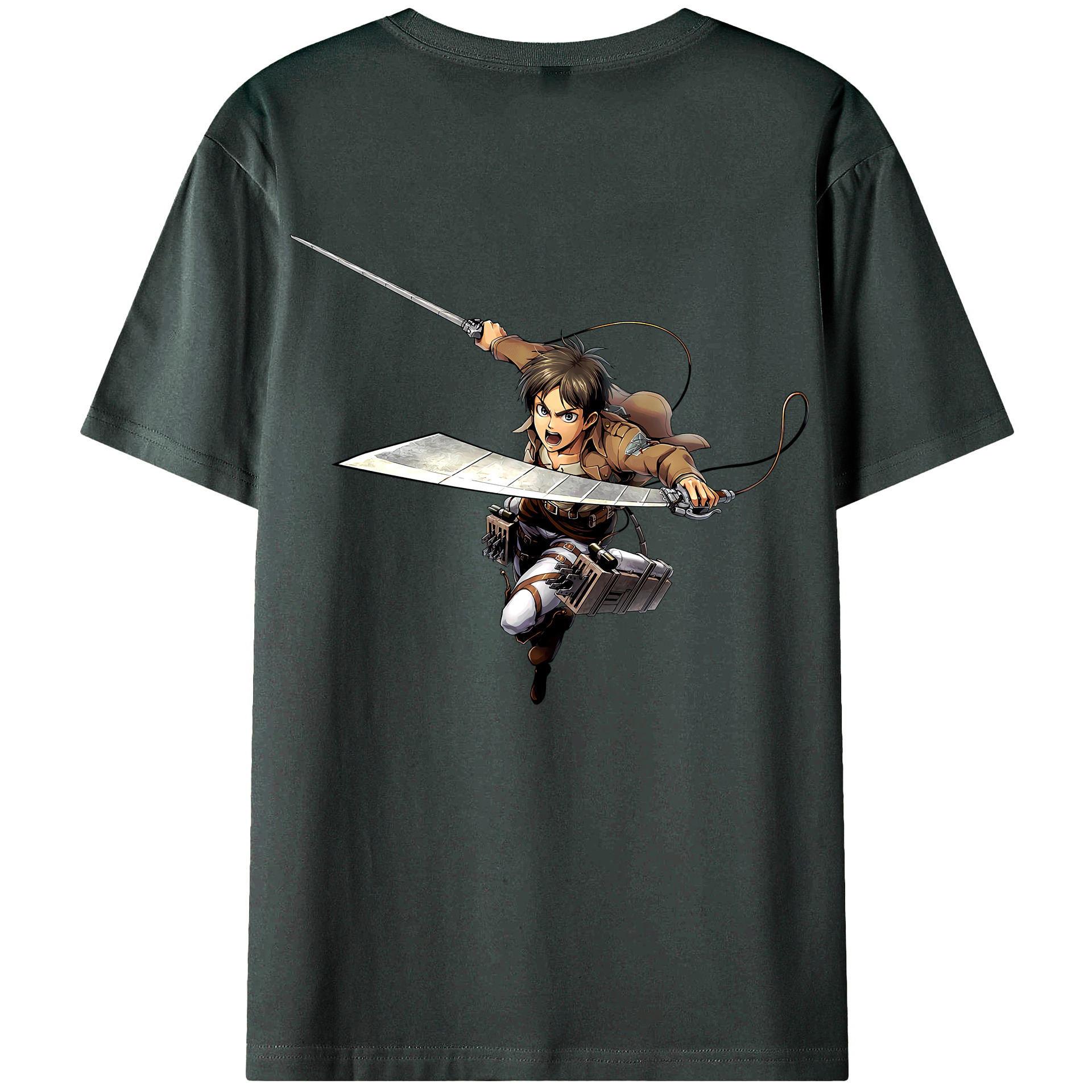 （画像用） 進撃の巨人 エレン･イェーガー Attack on Titan Eren Jäger 綿100％ メンズ半袖Tシャツ（バックプリント） 通気性